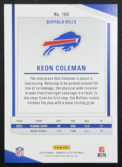 Keon Coleman 2024 Panini Donruss Elite /999 Bills