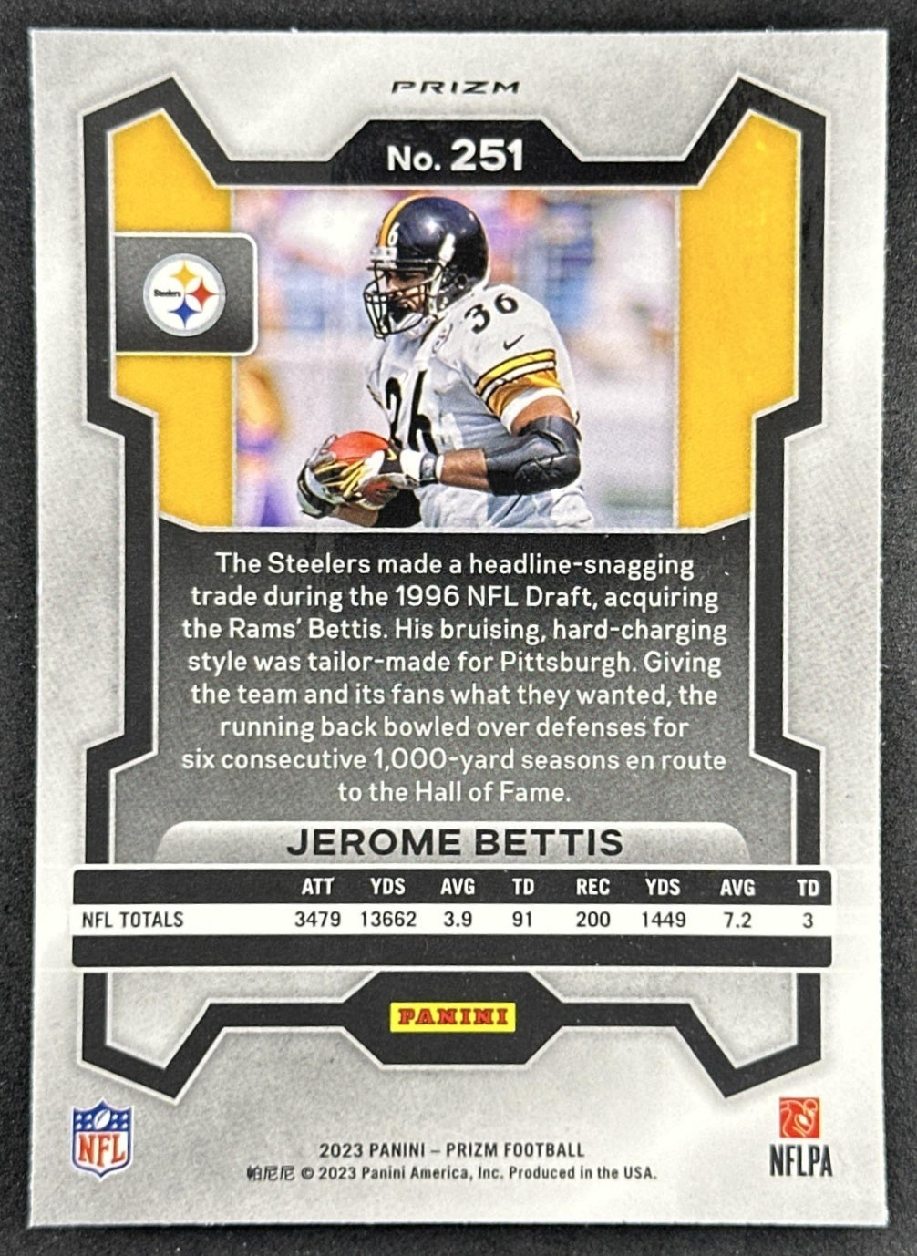 Jerome Bettis 2023 Panini Prizm Green Wave Steelers Sports Trading Cards