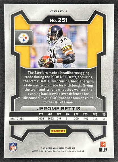Jerome Bettis 2023 Panini Prizm Green Wave Steelers Sports Trading Cards