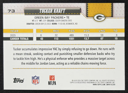 Tucker Kraft 2026 Topps Rainbow Foil Packers back