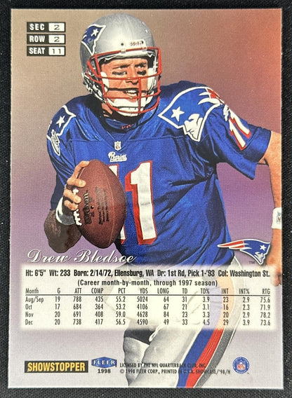 Drew Bledsoe 1998 Fleer Flair Showcase Row 2 Style Patriots back