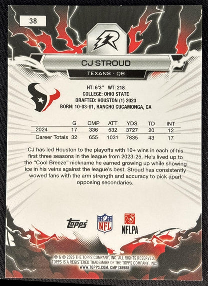 CJ Stroud 2025 Topps Resurgence Texans Houston Texans back
