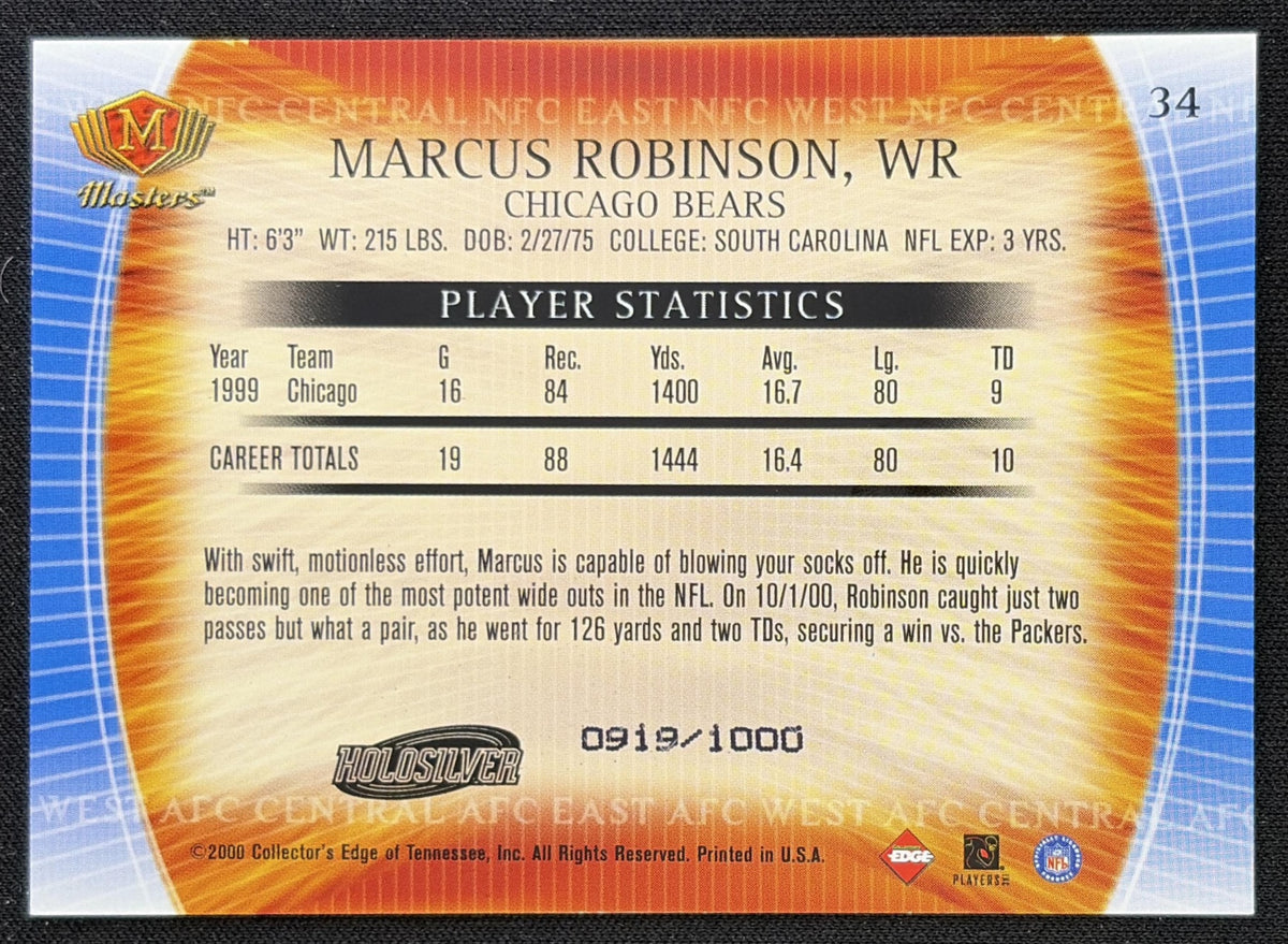 Marcus Robinson 2000 Collector's Edge Masters HoloSilver /1000 Bears