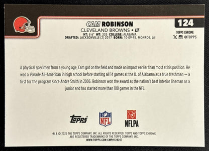 Cam Robinson 2025 Topps Chrome Red/White/Blue Refractor Browns - Back