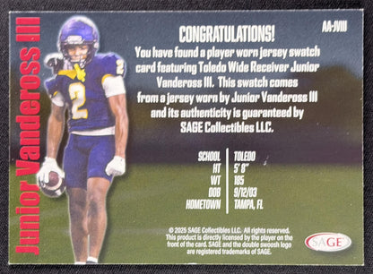 Junior Vandeross III 2026 SAGE Athlete Apparel Swatch High Series Rockets