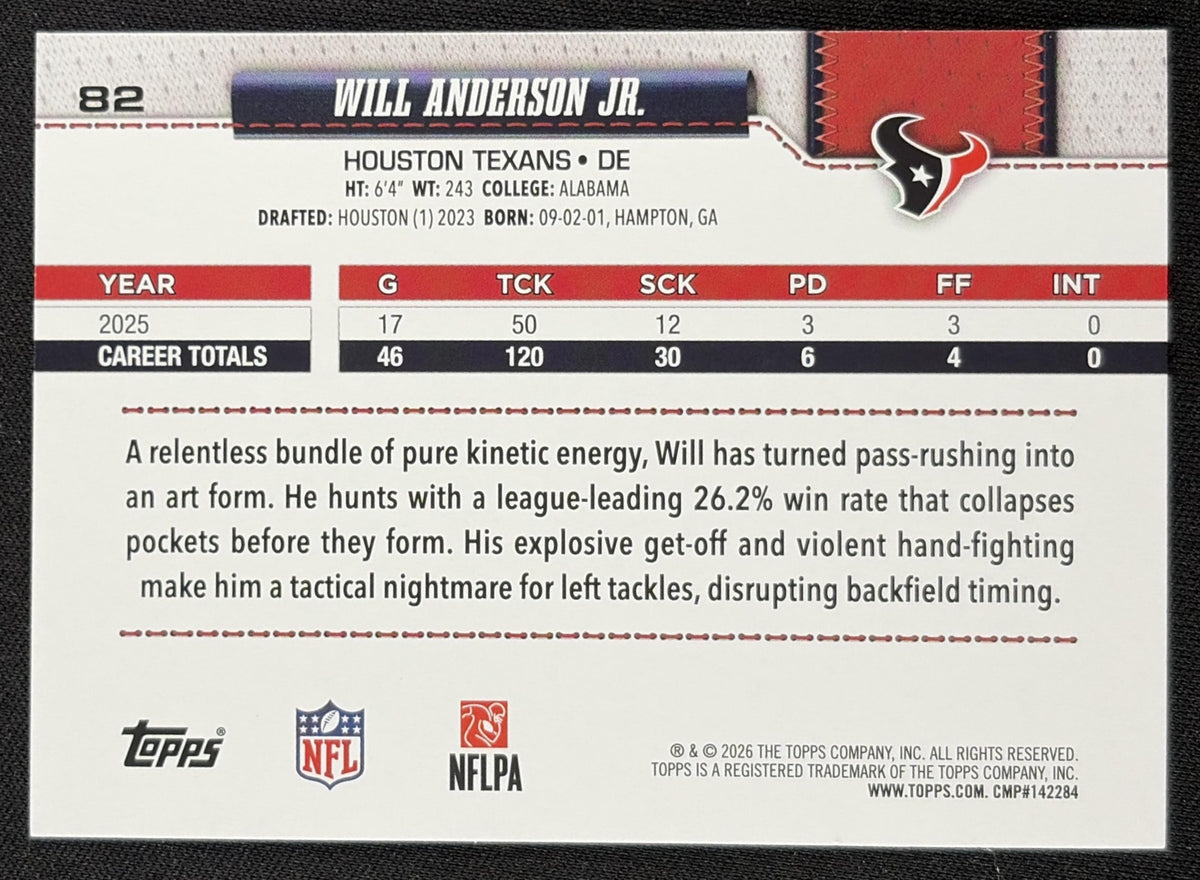 Will Anderson Jr. 2026 Topps Flagship Crackle Texans