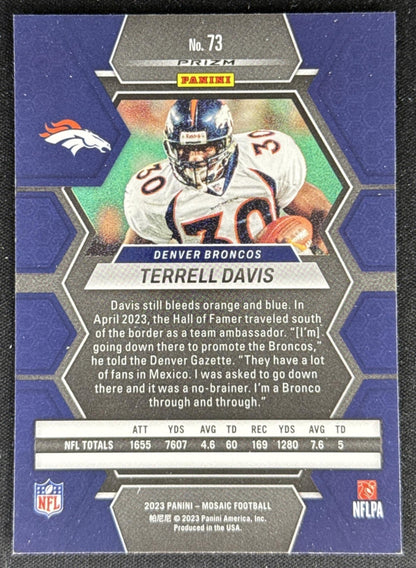 Terrell Davis 2023 Panini Mosaic Green Mosaic Broncos Sports Trading Card