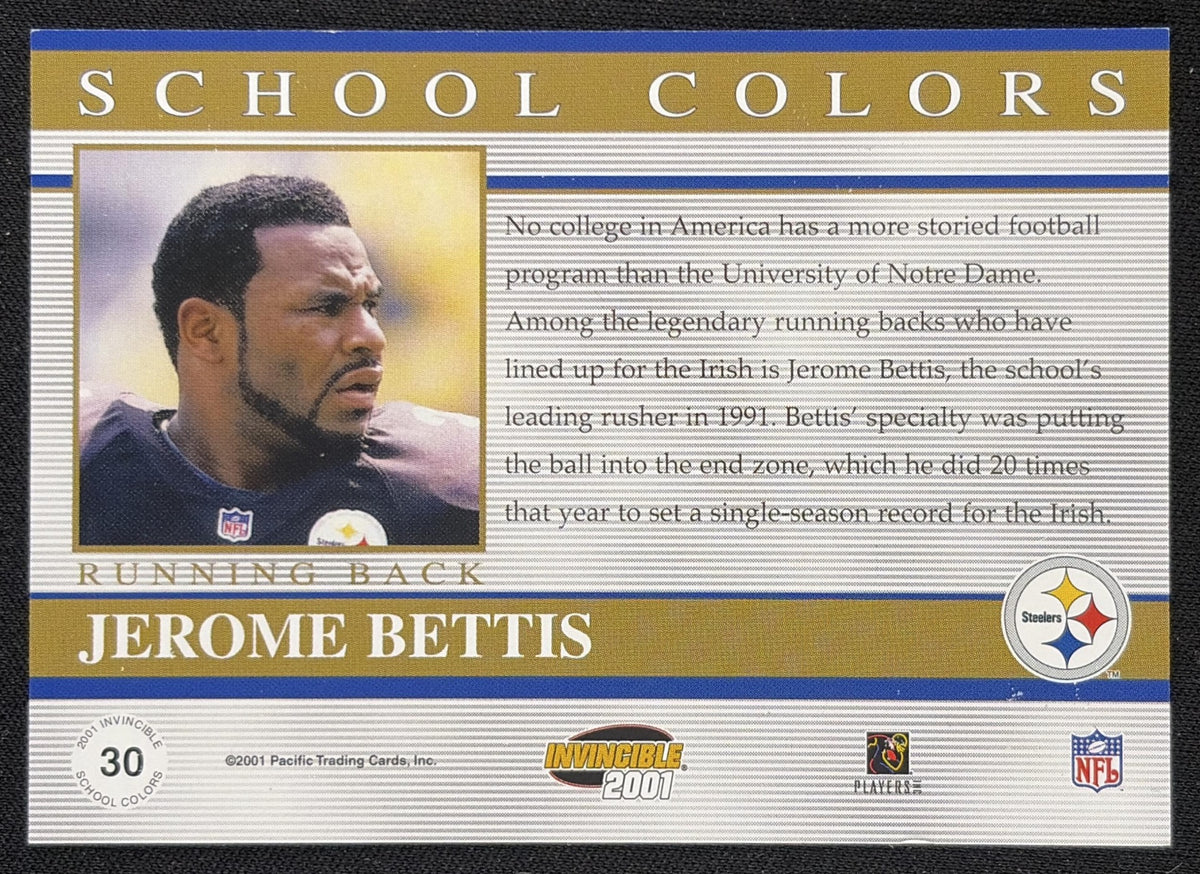 Jerome Bettis 2001 Pacific Invincible School Colors /2750 Steelers