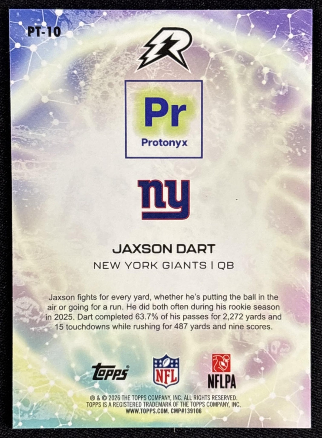 Jaxson Dart 2025 Topps Resurgence Protonyx Giants