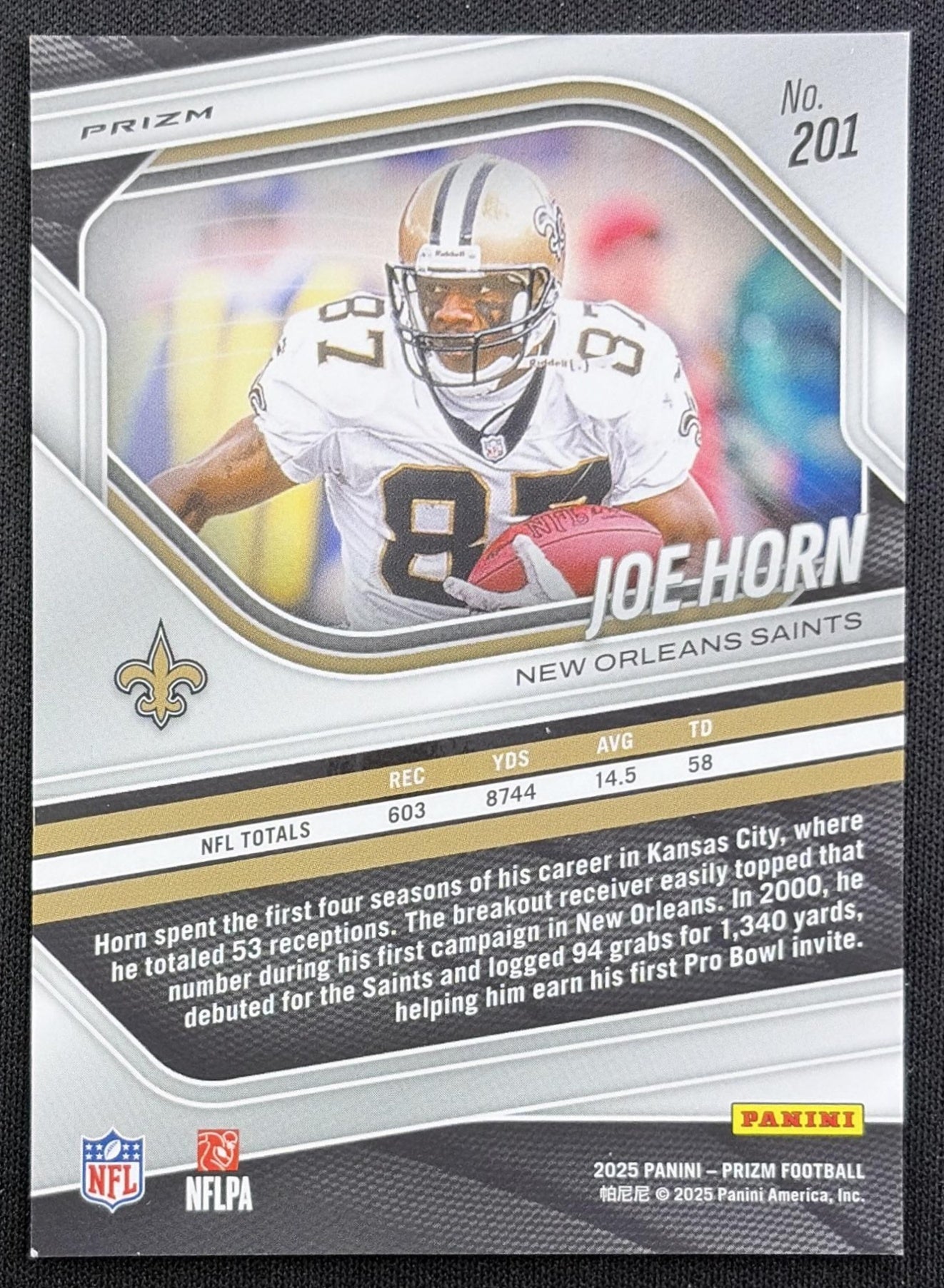 Joe Horn 2025 Panini Prizm Red White & Blue Saints
