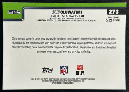 Olu Oluwatimi 2025 Topps Chrome Seahawks Sports Trading Cards