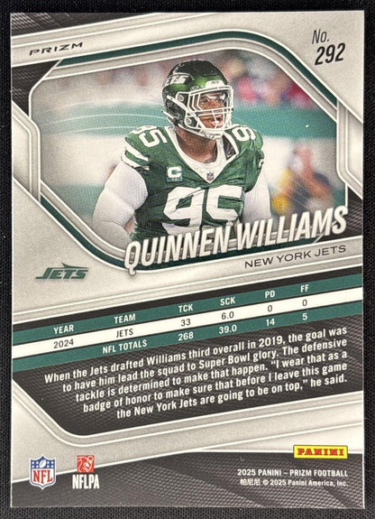 Quinnen Williams 2025 Panini Prizm Silver Jets back