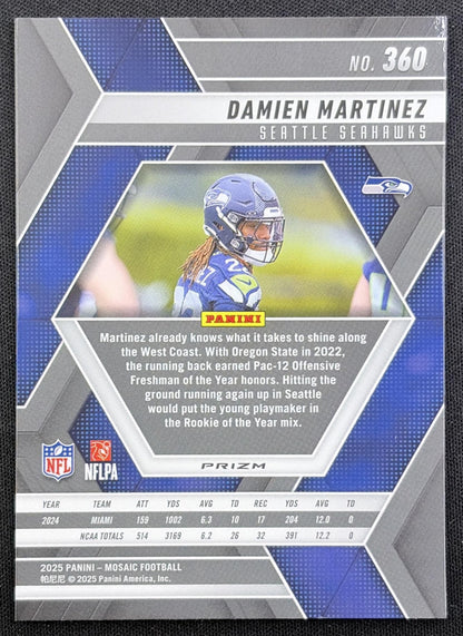 Damien Martinez 2025 Panini Mosaic Rookies Red Prizm Seahawks Seattle Seahawks