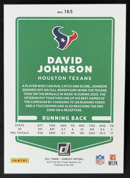 David Johnson 2021 Panini Donruss Press Proof Premium Texans - Houston Texans