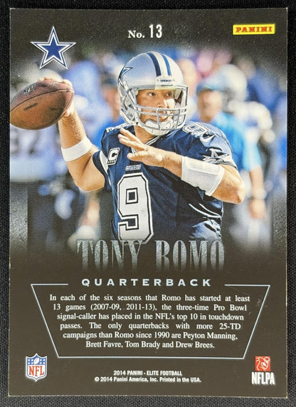 Tony Romo 2014 Panini Elite Legends of the Fall Silver Cowboys - Back