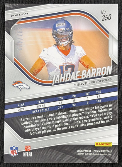 Jahdae Barron 2025 Panini Prizm Pandora /400 Broncos