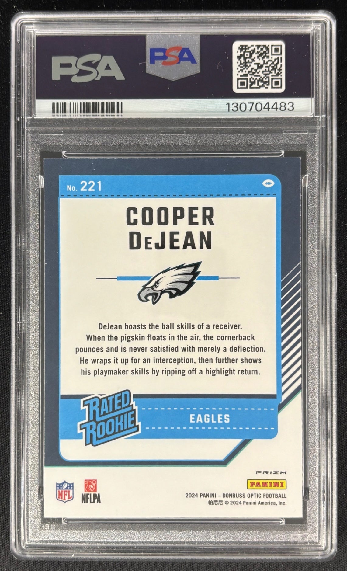 Cooper DeJean 2024 Panini Donruss Optic Green Velocity PSA 9 Eagles Sports Trading Cards