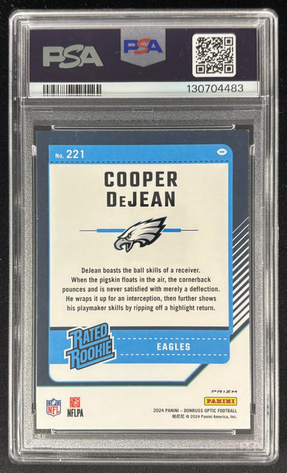 Cooper DeJean 2024 Panini Donruss Optic Green Velocity PSA 9 Eagles Sports Trading Cards