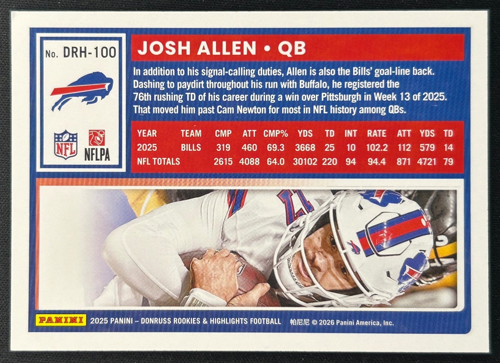 Josh Allen 2025 Donruss Rookies & Highlights Bills - back