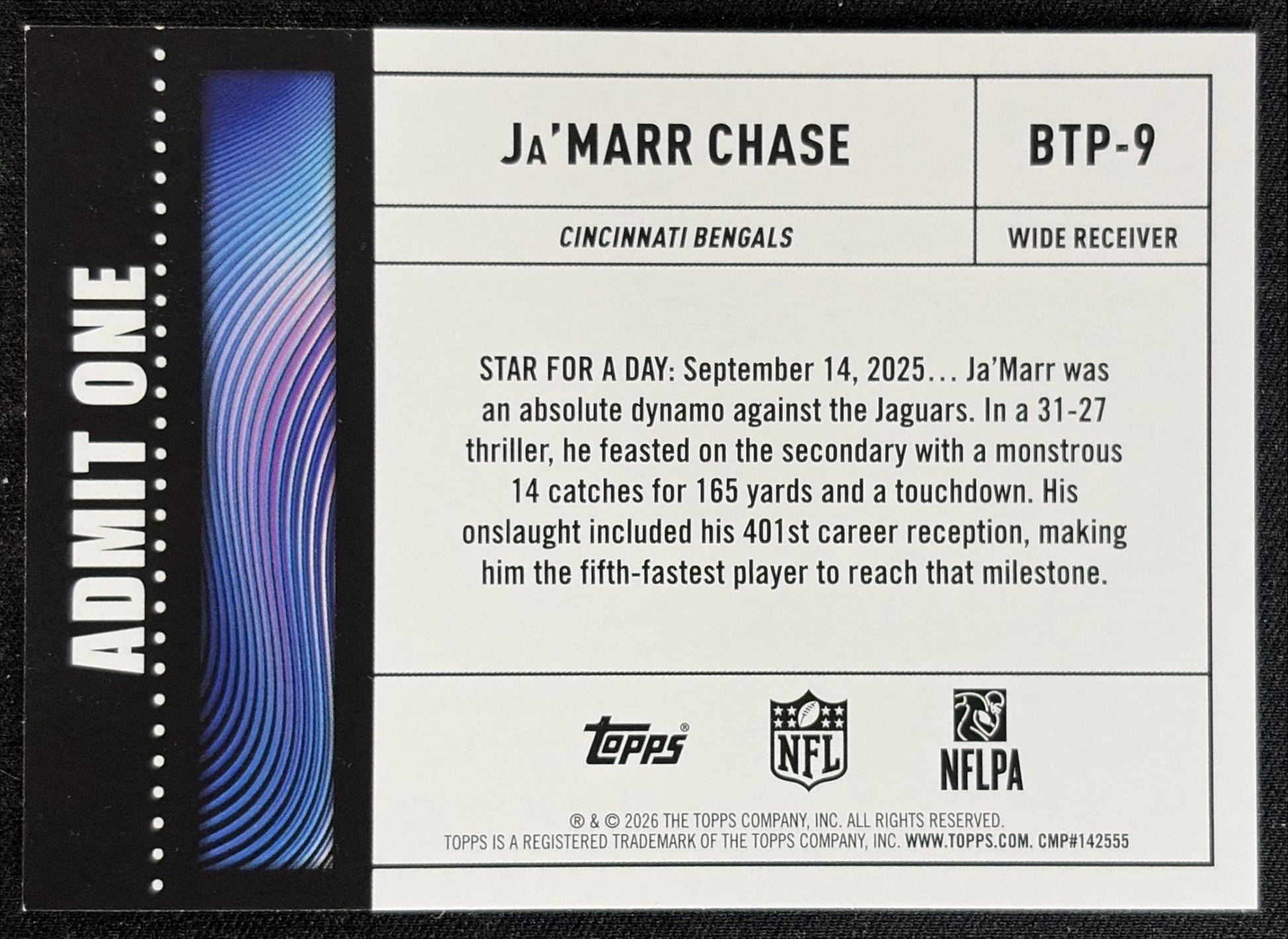 Ja'Marr Chase 2026 Topps Big Ticket Players Bengals back