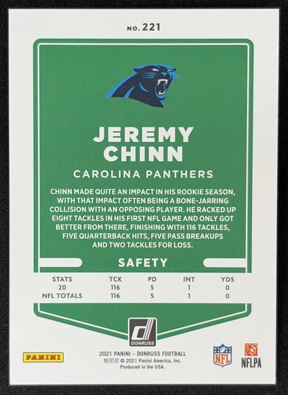 Jeremy Chinn 2021 Panini Donruss Press Proof Premium Panthers Sports Trading Card