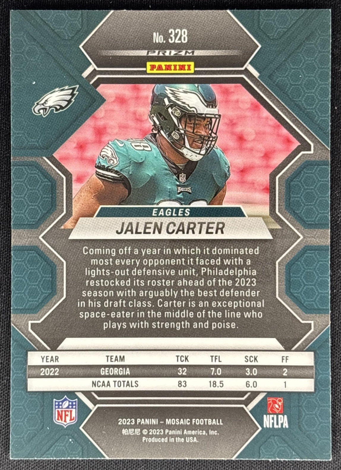 Jalen Carter 2023 Panini Mosaic Green Mosaic Eagles Sports Trading Cards