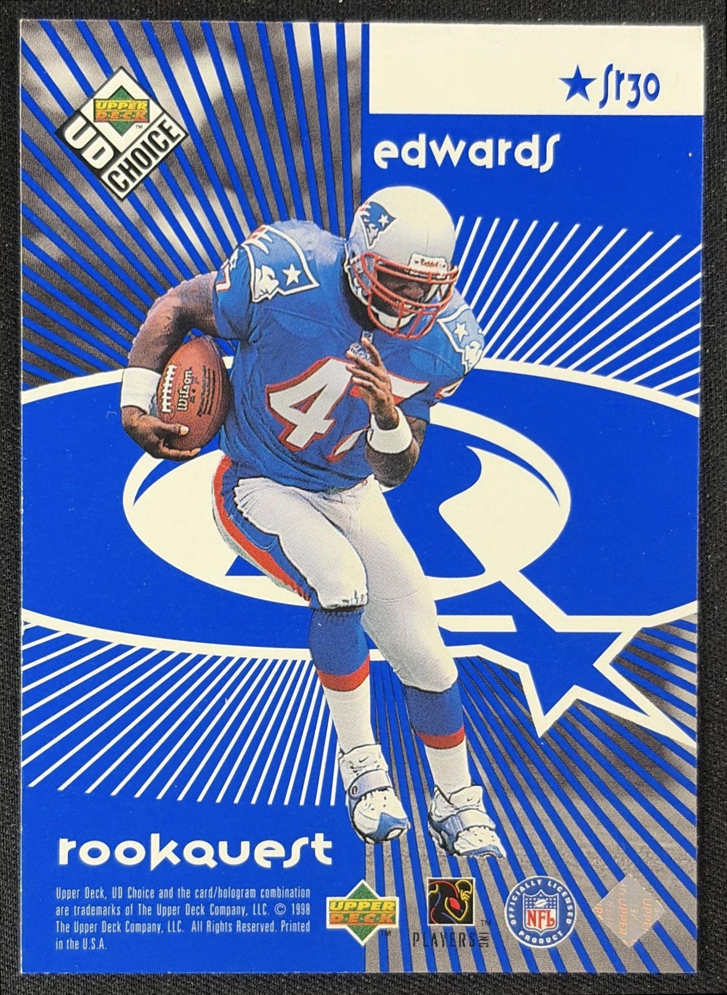 Terrell Davis Robert Edwards 1998 Upper Deck Choice StarQuest/RookQuest Blue Patriots Broncos