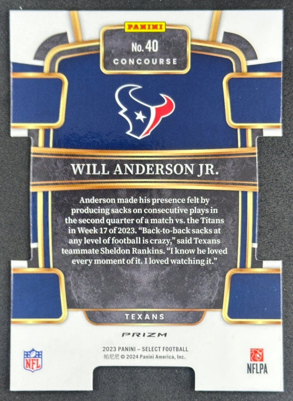 Will Anderson Jr. 2023 Select Red and Yellow Prizms Die Cut Texans