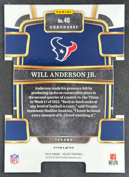Will Anderson Jr. 2023 Select Red and Yellow Prizms Die Cut Texans