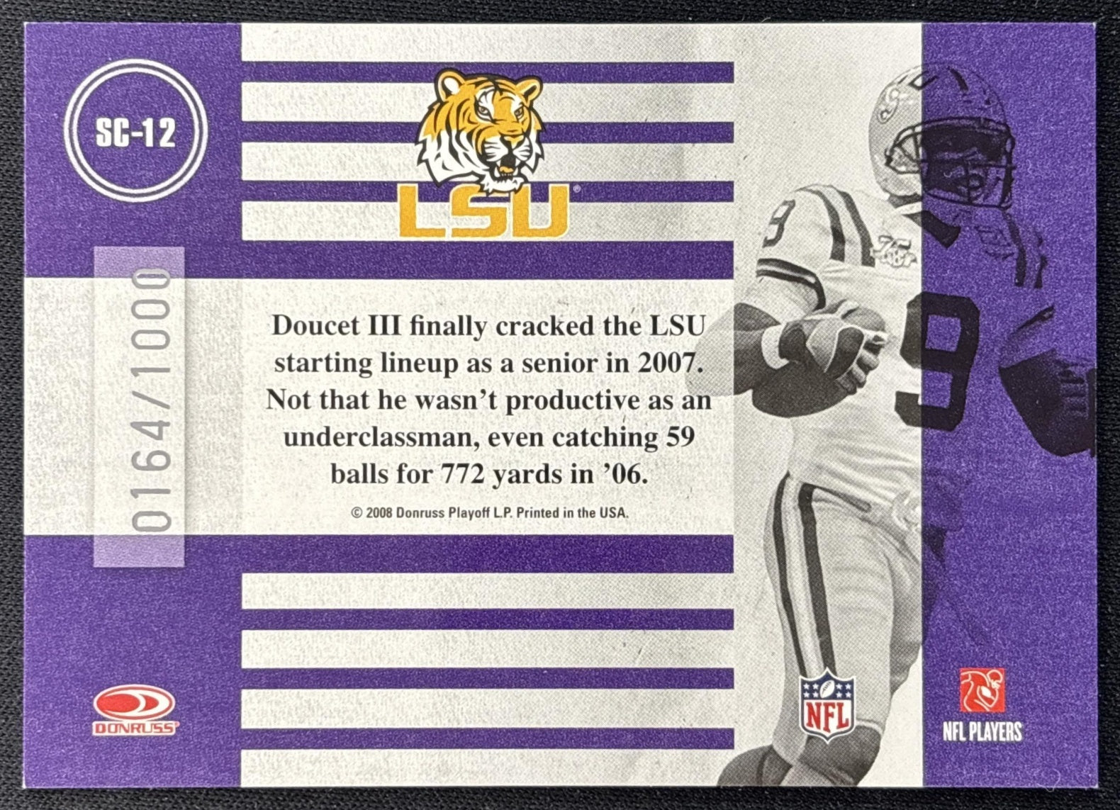 Early Doucet III 2008 Donruss Classics School Colors /1000 Tigers back