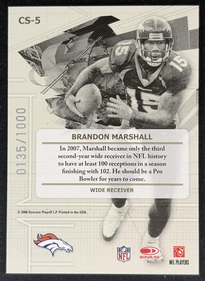 Brandon Marshall 2008 Leaf Certified Materials Skills /1000 Broncos back