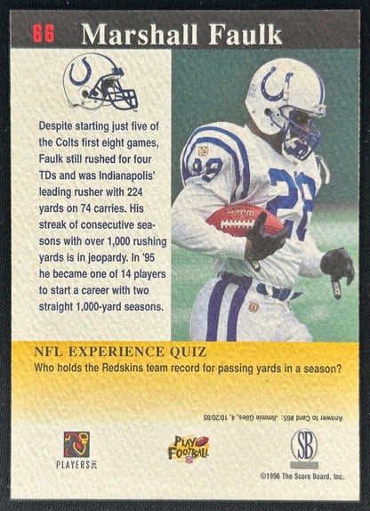 Marshall Faulk 1996 Experience Colts Sports Trading Cards