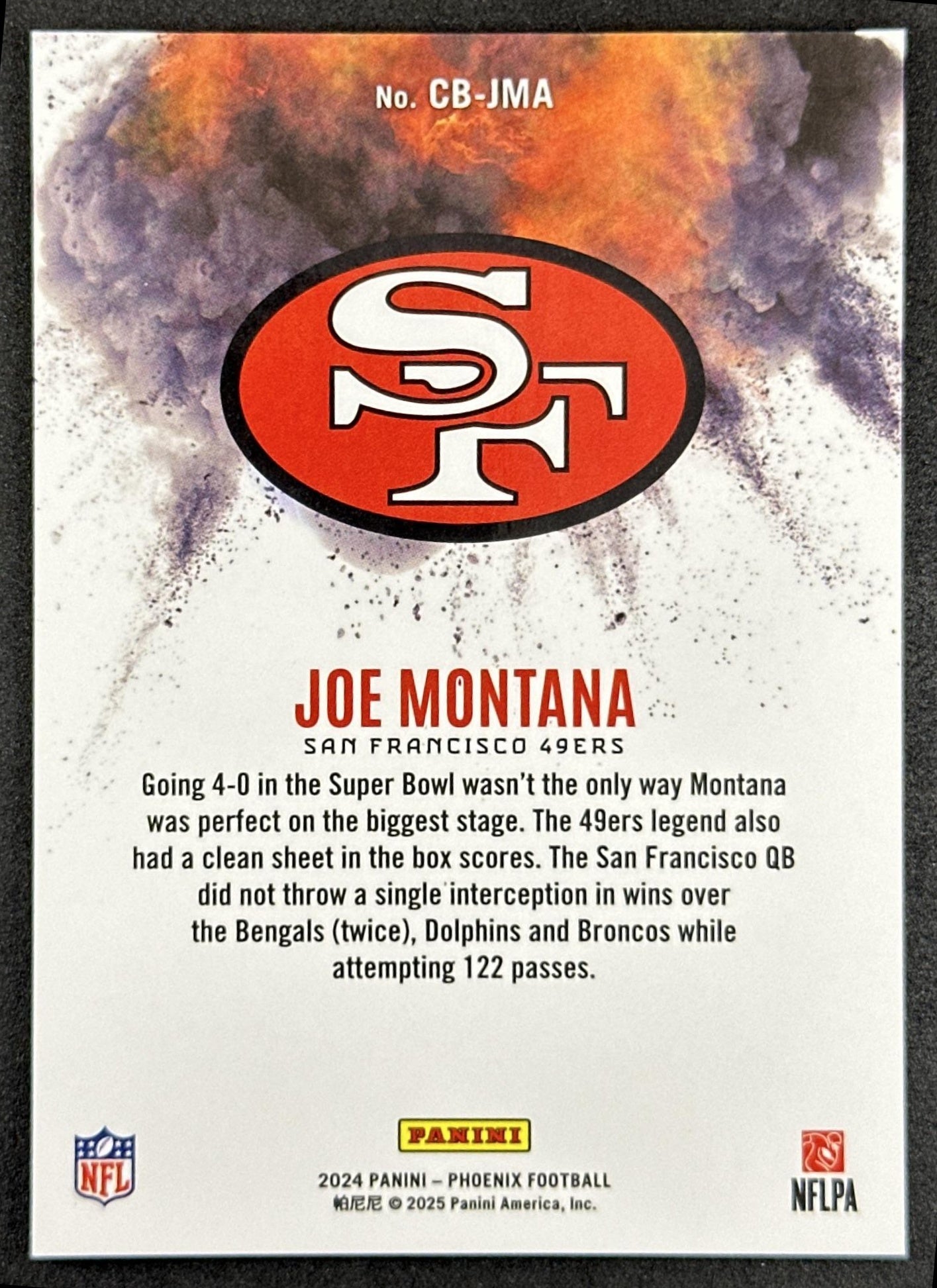 Joe Montana 2024 Panini Phoenix Color Blast 49ers