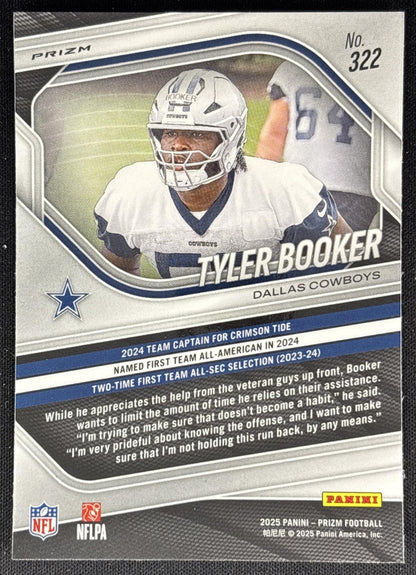 Tyler Booker 2025 Panini Prizm Lazer Cowboys Sports Trading Cards