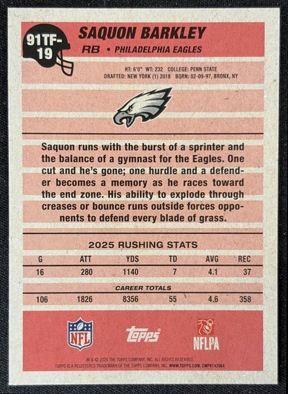 Saquon Barkley 2026 Topps 1991 Eagles back