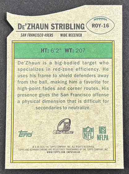 De'Zhaun Stribling 2026 Bowman ROY Favorites Pink Refractor /250 49ers Sports Trading Card