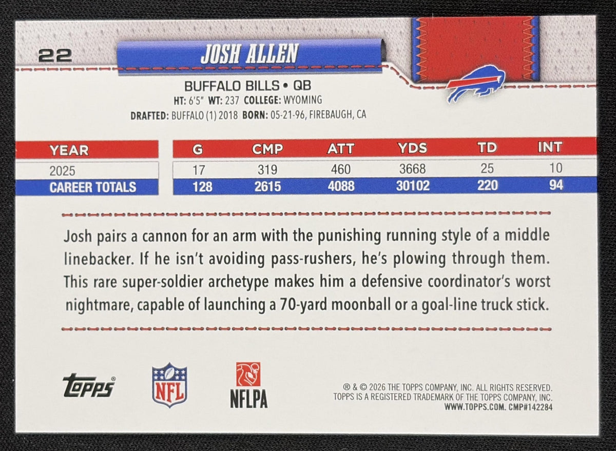 Josh Allen 2026 Topps Fanatics Foil Bills