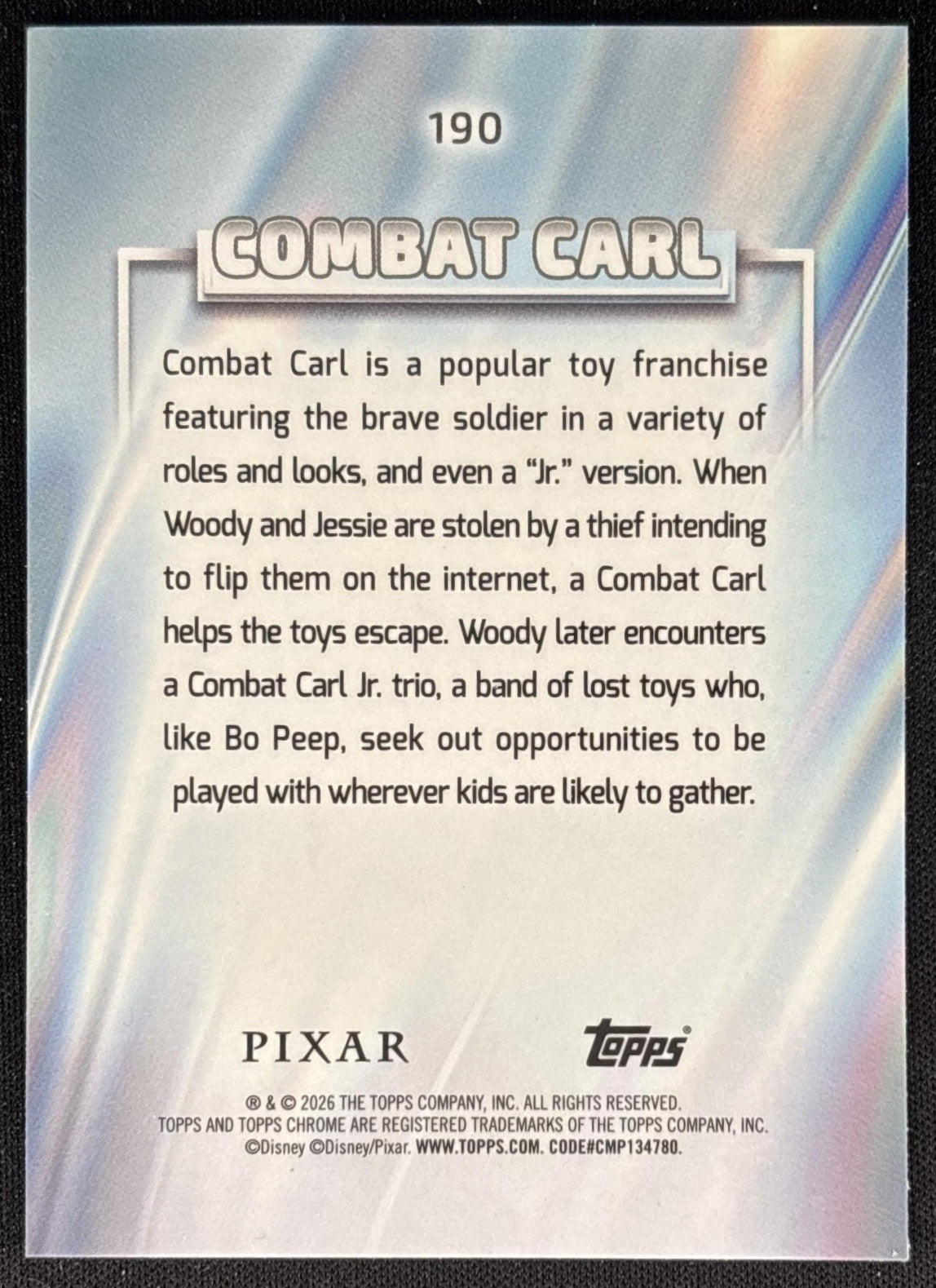 Combat Carl 2026 Topps Chrome Disney None Toy Story 4 back