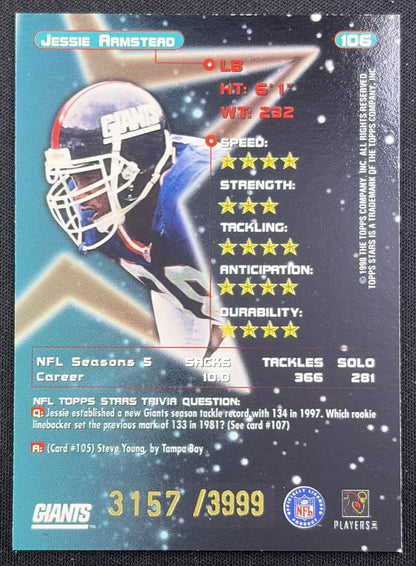Jessie Armstead 1998 Topps Stars Silver Star /3999 Giants New York Giants
