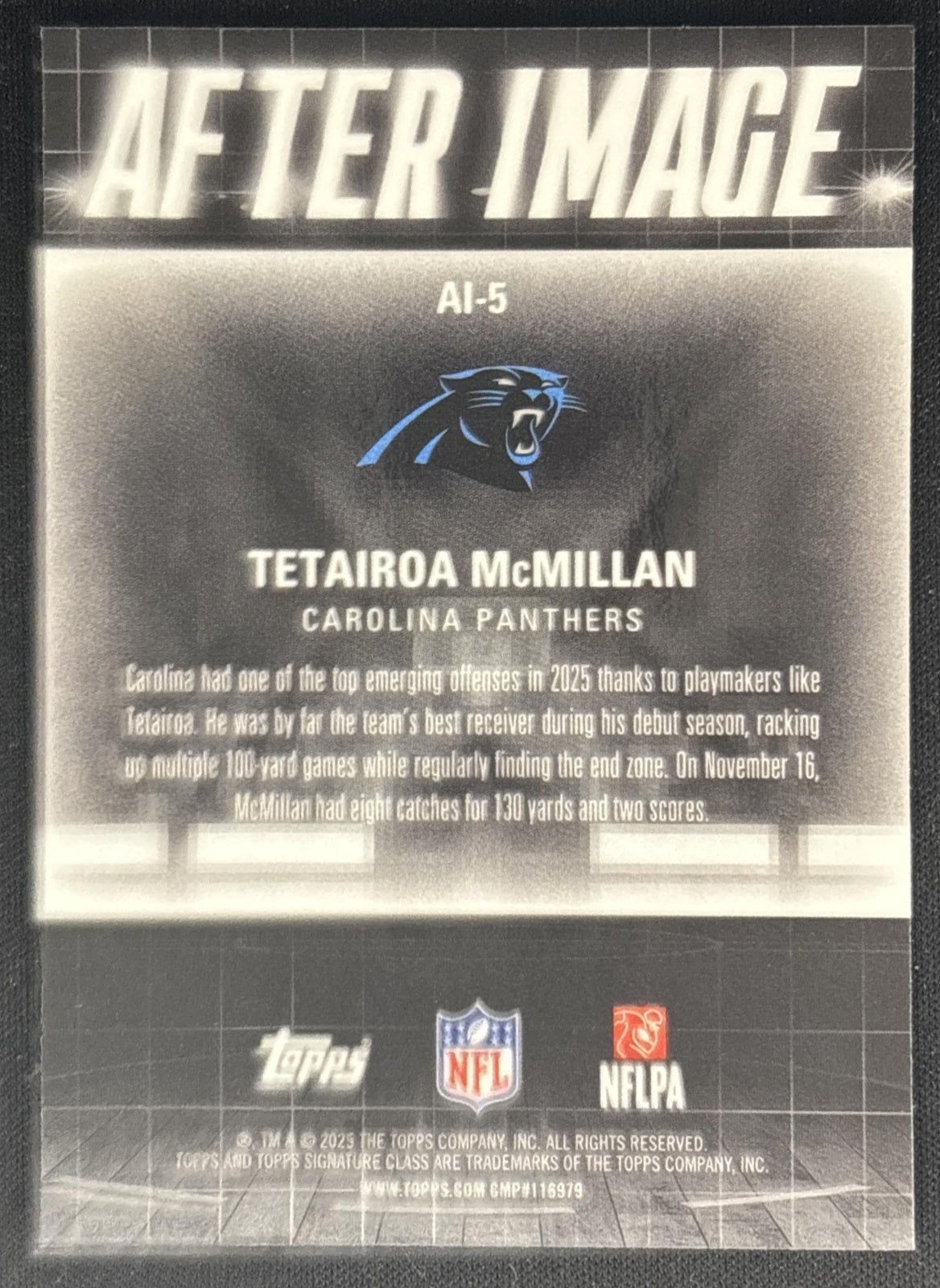 Tetairoa McMillan 2025 Topps Signature Class After Image Panthers back