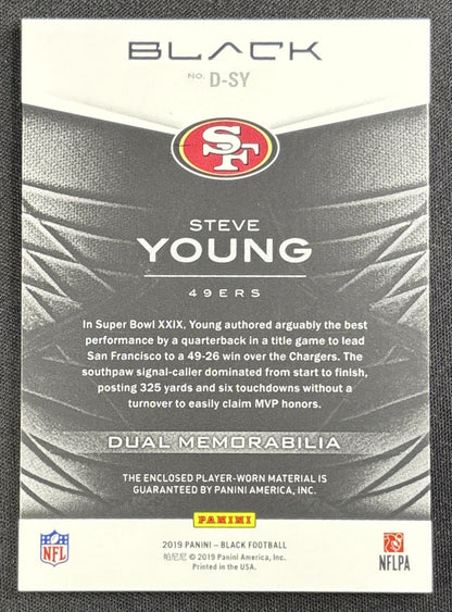 Steve Young 2019 Panini Black Dual Memorabilia /75 49ers