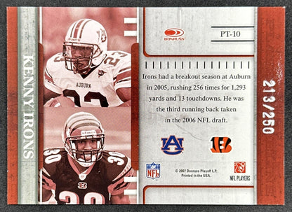 Kenny Irons 2007 Donruss Gridiron Gear Player Timeline Jerseys /250 Bengals back
