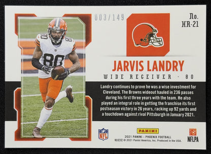 Jarvis Landry 2021 Panini Phoenix Hot Routes Teal /149 Browns Sports Trading Card