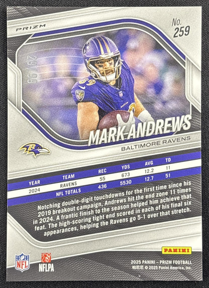 Mark Andrews 2025 Panini Prizm No Huddle Red /99 Ravens