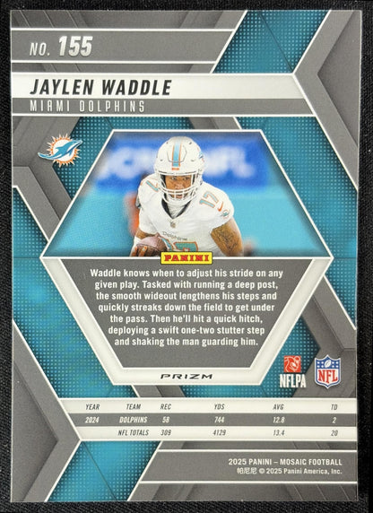 Jaylen Waddle 2025 Panini Mosaic Reactive Purple Prizm Dolphins