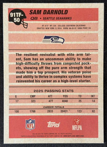 Sam Darnold 2026 Topps 1991 Seahawks back