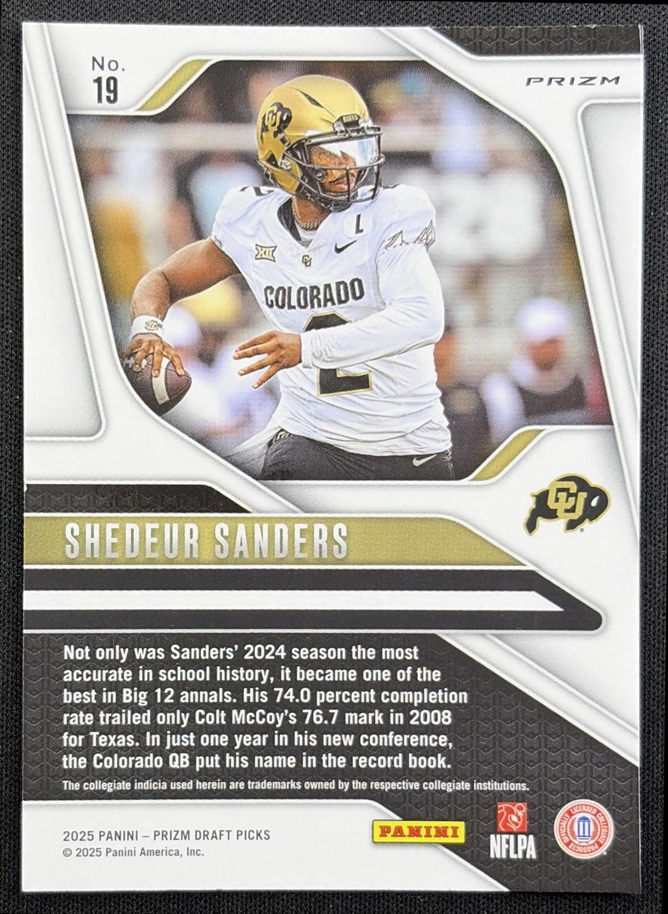 Shedeur Sanders 2025 Panini Prizm Draft Picks Gold Ice Buffaloes