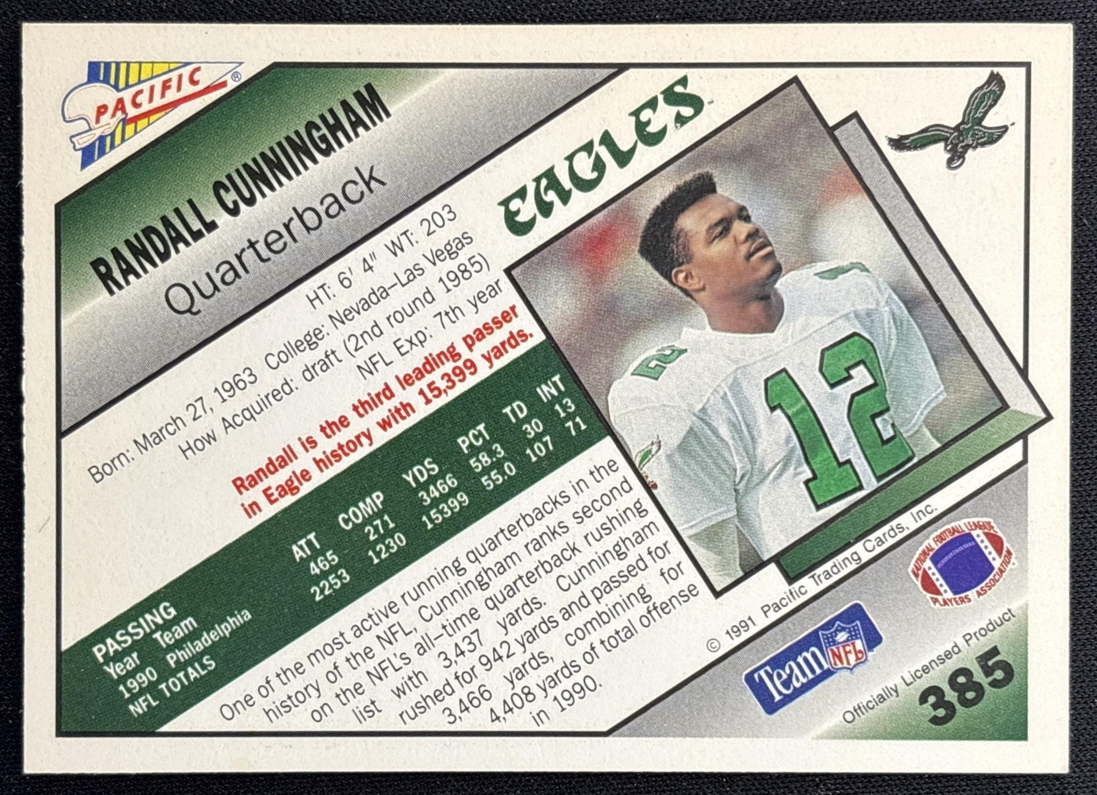 Troy Aikman 1991 Pacific Cowboys back