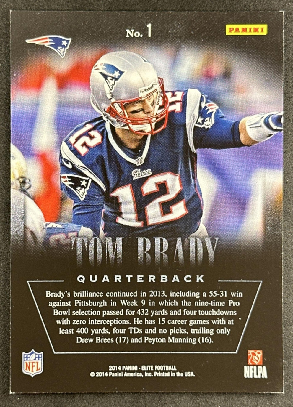Tom Brady 2014 Panini Elite Legends of the Fall Patriots
