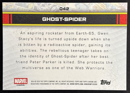 Ghost-Spider 2026 Topps Chrome Marvel Comics back